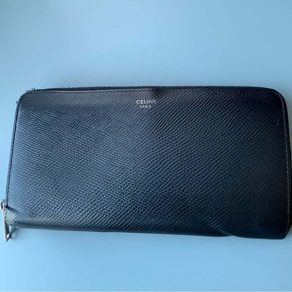 Celine Black Saffiano Zip-Around Wallet